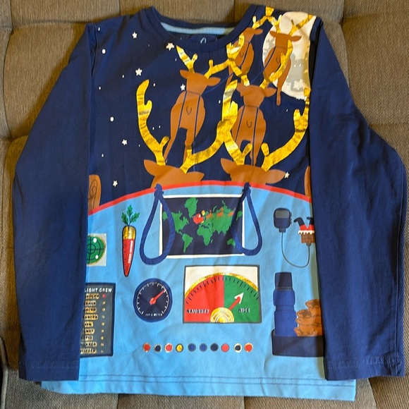 Mini Boden Other - Mini Boden Santa’s Sleigh Long Sleeve Shirt, Size 7-8